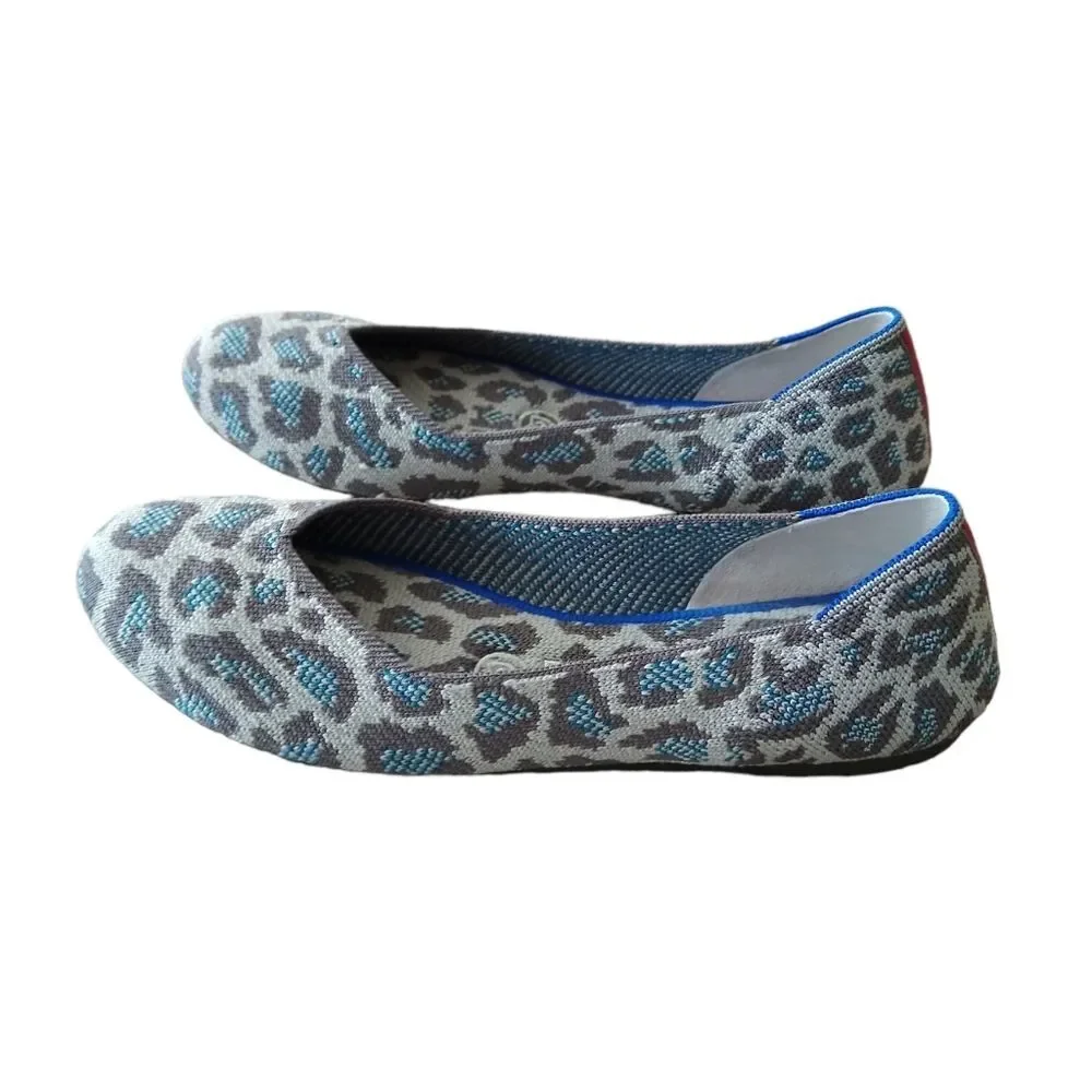 Rothys The Flats in Spotted Leopard Grey/Blue